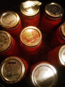 Processing salsa in a hot water bath on Nutmeg Disrupted