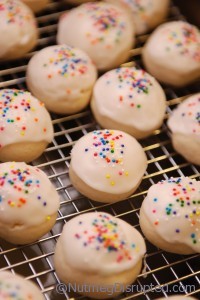Cookies made with canola oil. Iced Almond Gems