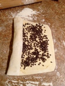 Rolling the pastry.