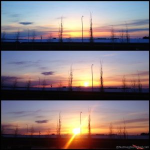 Perks of a cancelled flight, an early morning sunrise on the prairies.