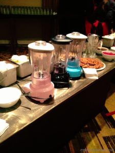 The kitchen aid milkshake bar at the Food Bloggers of Canada welcome dinner.