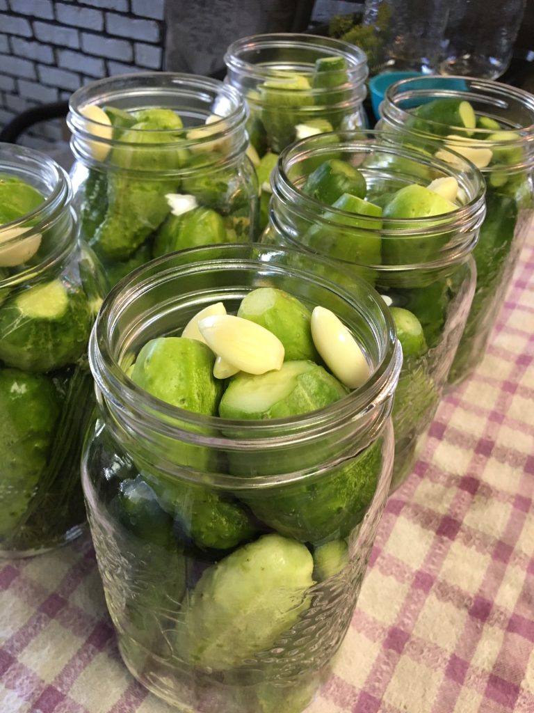 making garlic dill pickles