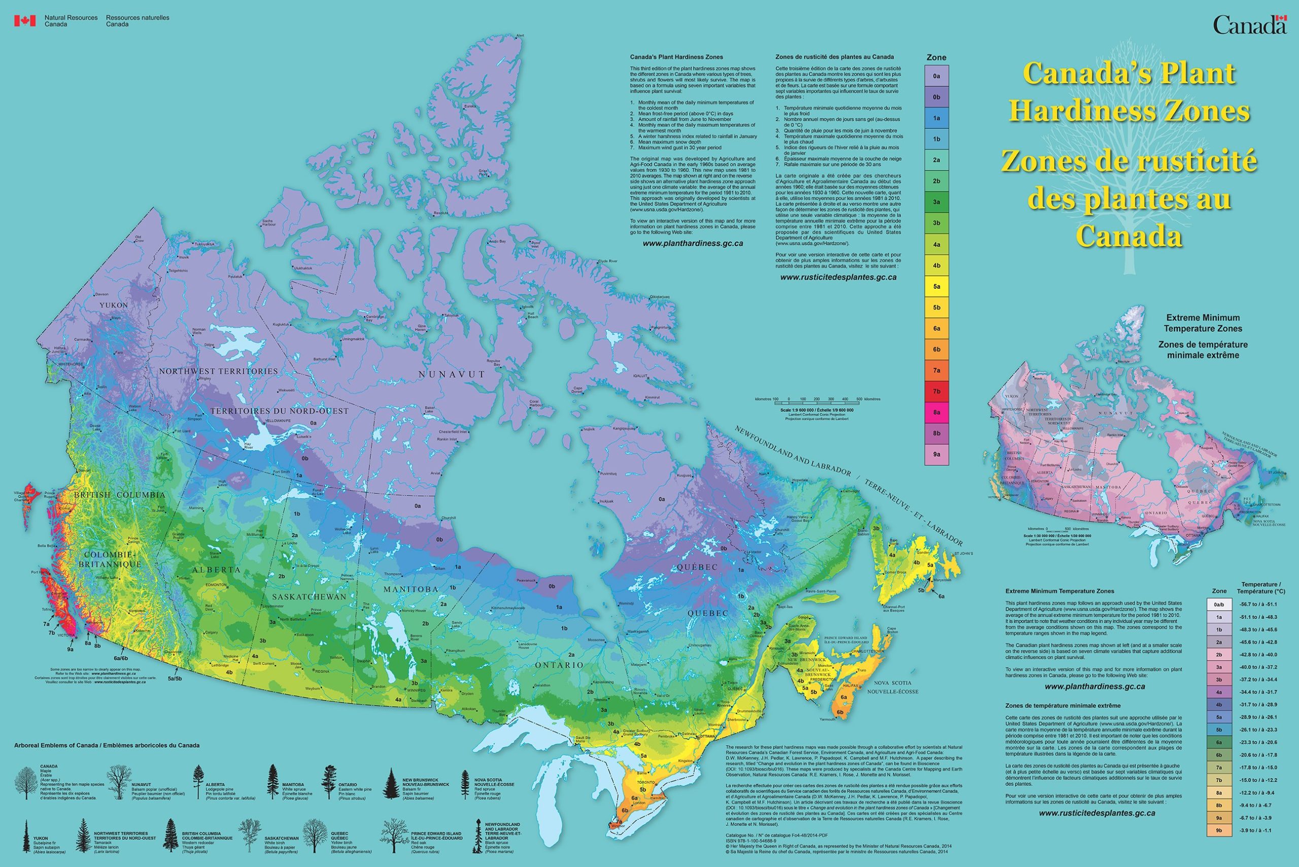 Canadian hardiness zone map
