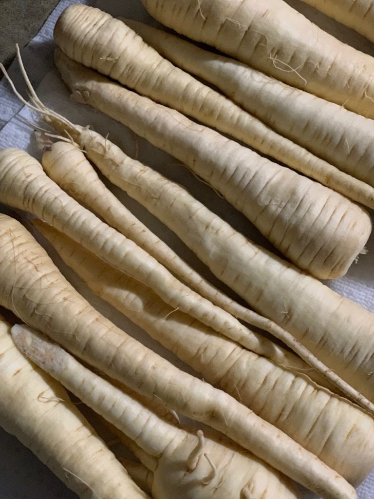 cleaning parsnips for storage