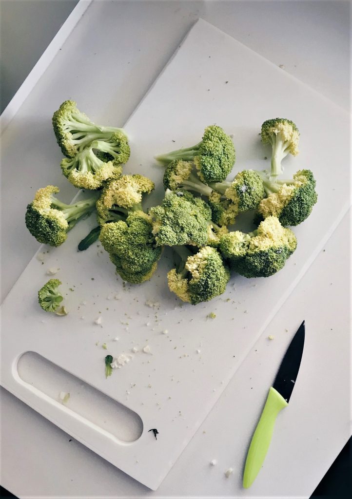 prepping broccoli