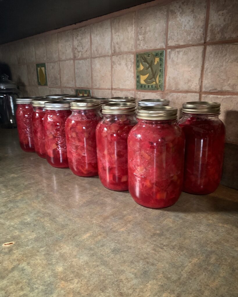 canned stewed rhubarb