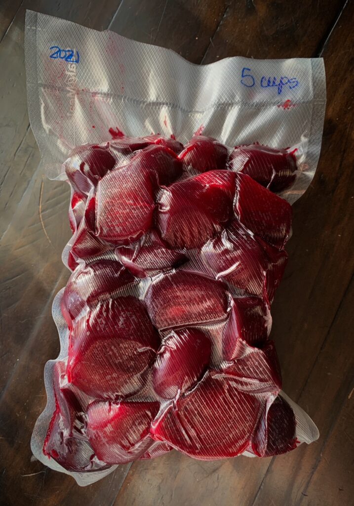 beets packaged for freezing